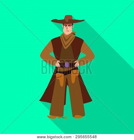 Isolated Object Of Cowboy And Man Icon. Set Of Cowboy And Hat Stock Vector Illustration.