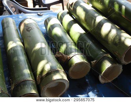 Bamboo Pieces Used To Make Bamboo Chicken Or Bamboo Chicken Biryani Kept For Sale