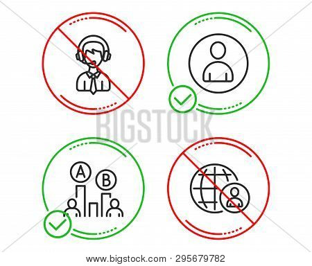 Do Or Stop. Shipping Support, Ab Testing And Avatar Icons Simple Set. International Recruitment Sign
