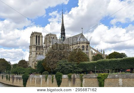 Notre Dame Spire (la Fleche) And Wooden Roofs Before The Fire. Paris, France.