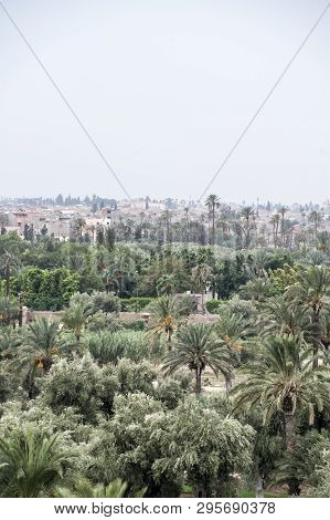 Aerial Panoramic View Of The City Of Marrakech, Morocco