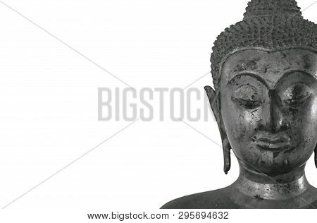 Ancient Buddha Image In Monochrome Tone On White Background