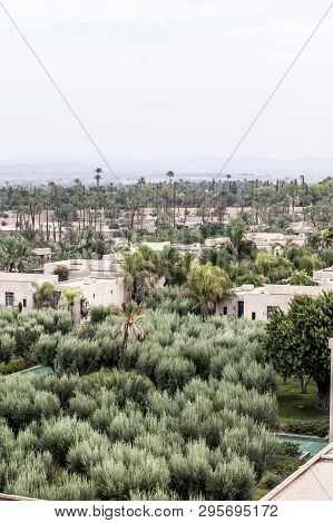 Aerial Panoramic View Of The City Of Marrakech, Morocco