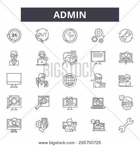 Admin Line Icons, Signs Set, Vector. Admin Outline Concept, Illustration: Admin, Person, Business, O