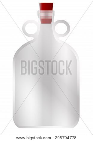 A Large Glass Demijohn Style Container With Rubber Stopper And Copy Space