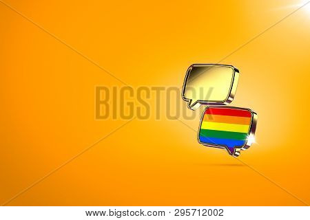 Two Chat Clouds - One With Rainbow Colors Inside. Dialog Between Homosexual And Heterosexual People,