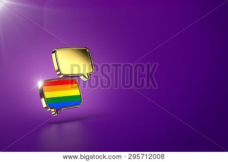 Two Chat Clouds - One With Rainbow Colors Inside. Dialog Between Homosexual And Heterosexual People,