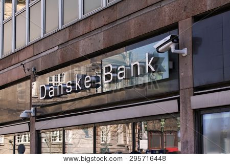 Danske Bank Logo On Front Of Branch. Danske Bank Is The Largest Bank In Denmark And A Major Retail B