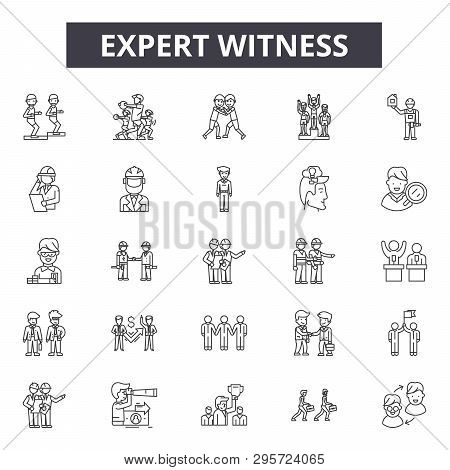 Expert Witness Line Icons, Signs Set, Vector. Expert Witness Outline Concept, Illustration: Expert, 