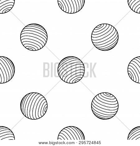 Fitball Isolated Seamless Pattern On White Background.