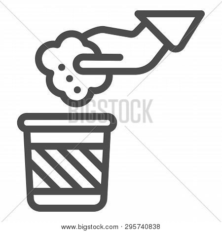 Garbage And Hand Line Icon. Hand And Trash Vector Illustration Isolated On White. Throwing Waste Out