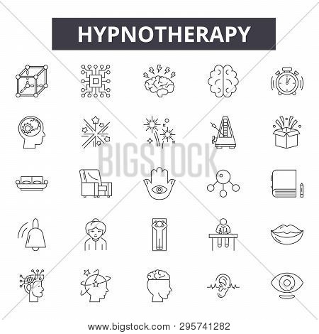 Hypnotherapy Line Icons, Signs Set, Vector. Hypnotherapy Outline Concept, Illustration: Hypnotherapy