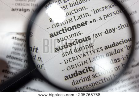 The Word Of Phrase Audacious In A Dictionary.
