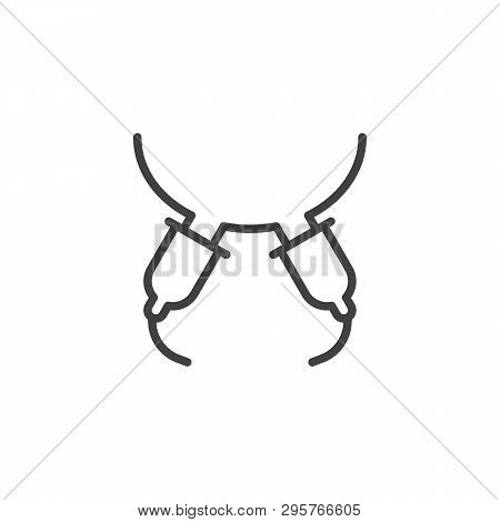 Automatic Milking Udder Line Icon. Linear Style Sign For Mobile Concept And Web Design. Milk Udder O
