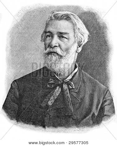 Ritratto di uno scrittore russo Dmitry Grigorovich. Incisione di Schyubler. Pubblicato nella rivista 
