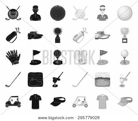 Golf And Attributes Black.mono Icons In Set Collection For Design.golf Club And Equipment Vector Sym