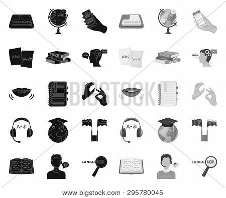 Translator And Linguist Black.mono Icons In Set Collection For Design. Interpreter Vector Symbol Sto