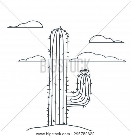 Cactus In Landscape Isolated Icon Vector Illustration Design