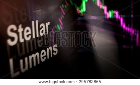 Stellar Lumens Cryptocurrency Token. Crisis And The Collapse Of Prices, The Red Graph Down. The Beha