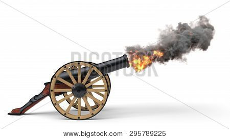 Ramadan Cannon Shoting Soccer Ball.. 3d Illustration