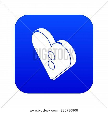 Heart Clothes Button Icon Blue Vector Isolated On White Background