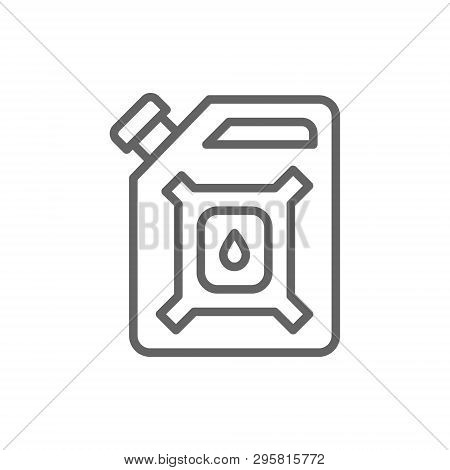 Oil Gallon, Gasoline Canister, Petrol Jerrican Line Icon.