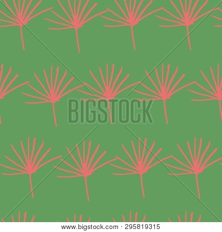 Green Red Jungle Fern Leave Seamless Pattern Design Background. Perfect For Textile, Fabric Design A