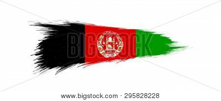 Flag Of Afghanistan In Grunge Brush Stroke, Vector Grunge Illustration.