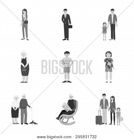Vector Illustration Of Face  And Portrait Icon. Set Of Face  And Happy  Stock Vector Illustration.