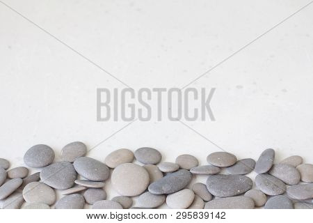 Spa Background With Grey Stones, Gray Modern Background, Cover, Template With Round Gray Stones, Fla