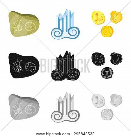 Vector Illustration Of Story And Items Logo. Set Of Story And Attributes  Vector Icon For Stock.