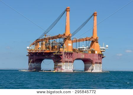 Offshore Oil Drilling Platform Near Salvador De Bahia On Brazil