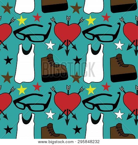 Teenage Girl Things. Seamless Pattern, Background Wallpaper.