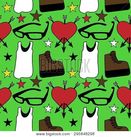 Teenage Girl Things. Seamless Pattern, Background Wallpaper.