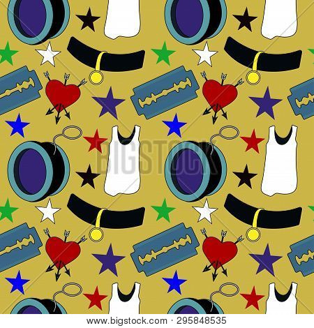 Teenage Girl Things. Seamless Pattern, Background Wallpaper.