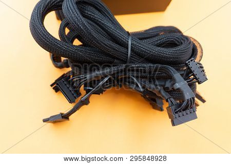 Inside Of Used Power Supply Unit Psu On White Background.