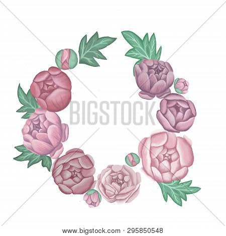 Wreath Of Pink Peonies On A Light Background