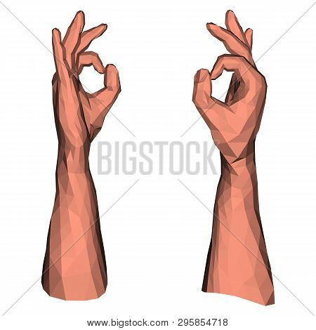 Ok Symbol Expressing By Abstract Geometric Low Poly Hand Signal