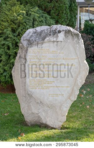 Belgrade, Serbia - November 07, 2018: Memmorial Stone Tito At Fair In Belgrade, Serbia.