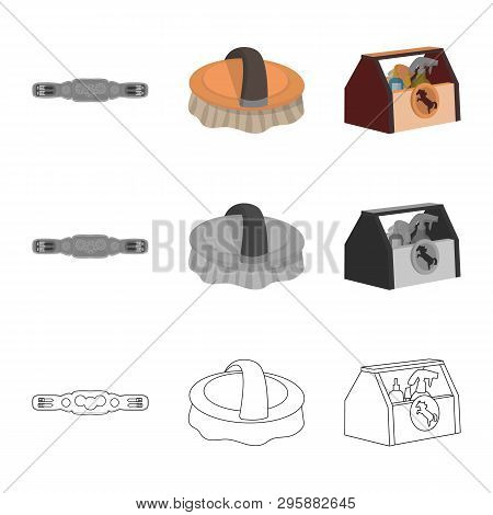 Vector Illustration Of Equipment And Riding Icon. Set Of Equipment And Competition Vector Icon For S