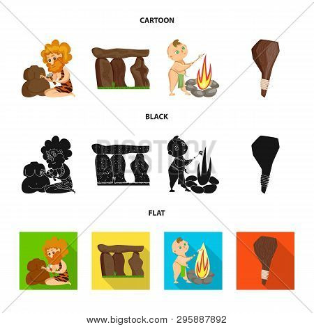 Vector Design Of Evolution  And Prehistory Logo. Set Of Evolution  And Development  Stock Symbol For
