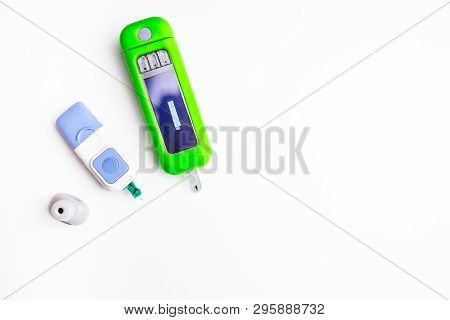 Blood Sugar, Glucose Measurement Equipment Isolated On White Background. Health Protection, Diabetes