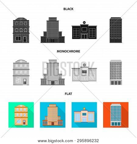 Vector Design Of Municipal And Center Symbol. Set Of Municipal And Estate   Vector Icon For Stock.