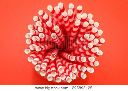 A Lof Of Colorful Drinking Straws In A Mug