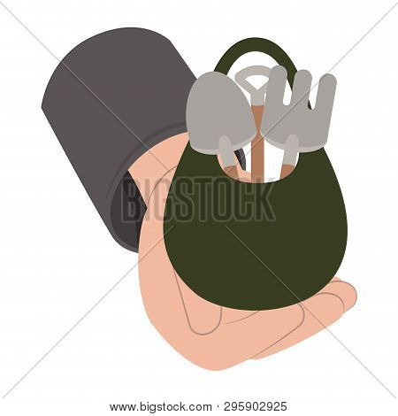 Gardening Tools In Bag Isolated Icon Vector Illustration Design