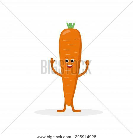 Carrot Cartoon Character Isolated On White Background. Healthy Food Funny Mascot Vector Illustration