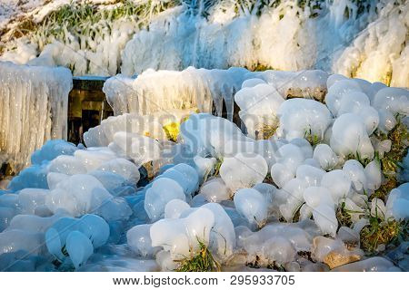 Beautiful Icy Springs In The Cold Season