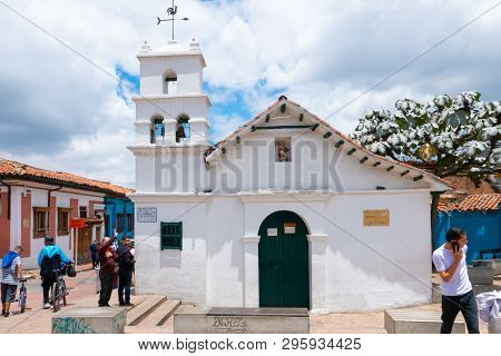 Bogota, Colombia March 31 Ermita De San Miguel Church Is Located In The Historic Center Of Bogota. B