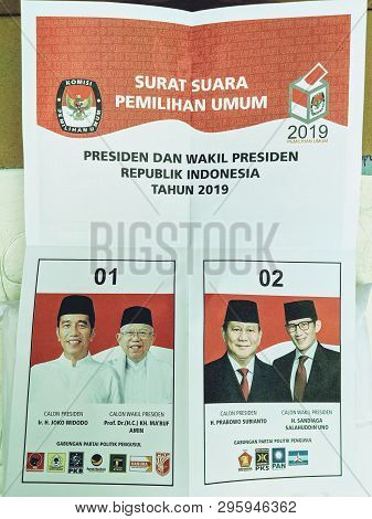Jakarta, Indonesia - April 17, 2019: The Ballot Of Presidential Election Is Ready To Be Punched To C
