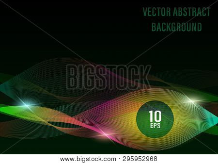 Abstract Wave Colorful Smoke Background. Interplay Of Shapes On The Subject Of Space, Light And Ener